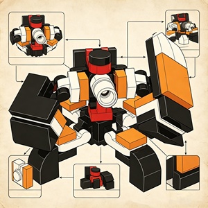 Deformable Four‑Leg Shield Soldier Mecha Building <b>Blocks</b>, DIY Educational Building <b>Block</b> Kit Compatible With Major Brand Bricks - Product Image 5