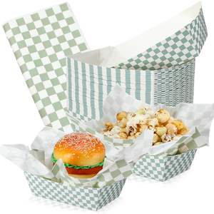 Conteneur alimentaire jetable en papier <span class=keywords><strong>avec</strong></span> coussin en papier pour fêtes, pique-niques, barbecues, stockage alimentaire, logo personnalisable - Product Image 1