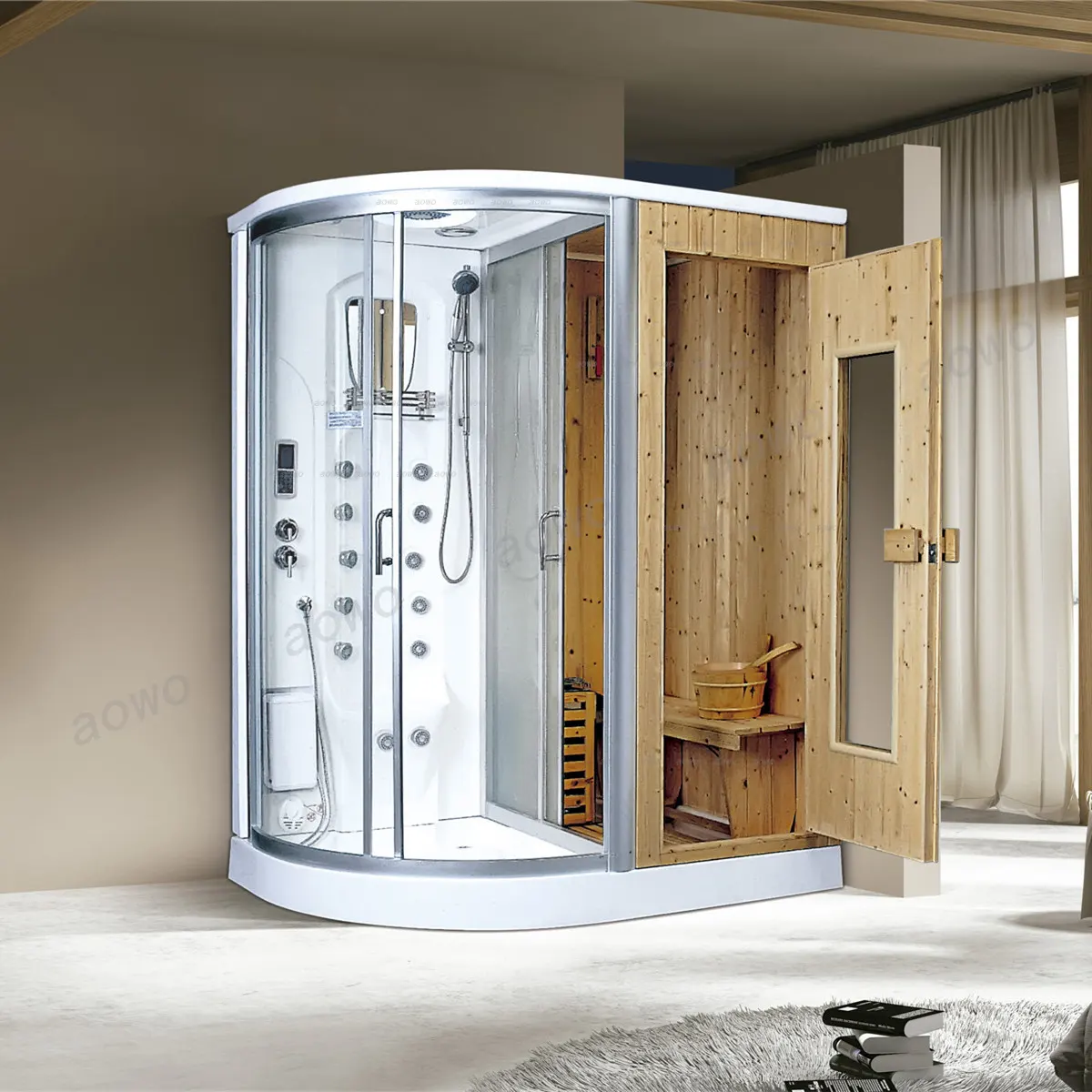 New Design Bathtubs Steam Shower Sauna 4 person Indoor infrared sauna room combination wet steam bath room