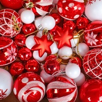 Hong Kong Love Christmas Baubles Mewah 3cm PET Set Kotak Hadiah Dekoratif Natal Ornamen Pohon Natal Kreatif yang Dicat untuk Pesta
