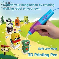 Kit de Lápiz 3D STEM Robot Caminante para Niños, Seguro a Baja Temperatura, Inalámbrico, Recargable, con Filamento PCL de 10 Colores, Juguete Educativo, Set de Regalo