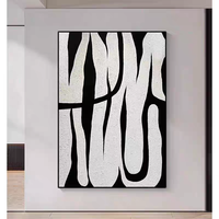 Grande toile murale texturée, peinture d'art pour hôtel, style Wabi-Sabi noir et blanc, art mural abstrait moderne