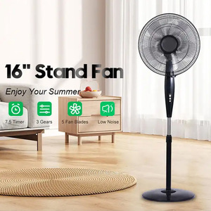 Ventilatore elettrico domestico 5 pale disegno verticale controllo meccanico in rame motore USB solare fonte di energia AC fatta di plastica resistente - Product Image 2