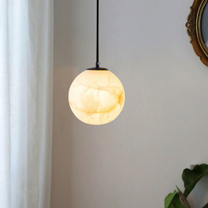 Lampe suspendue moderne et luxueuse pour restaurant, lampe <span class=keywords><strong>magique</strong></span> créative en cuivre et en pierre naturelle, plafonnier en forme de <span class=keywords><strong>boule</strong></span> de marbre - Product Image 4