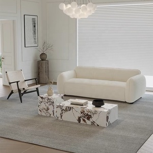 Mesa de Centro Grande de Estilo Nórdico Moderno, de Lujo y a Precio Económico, con Base de Piedra Calacatta Viola Quemada - Product Image 4