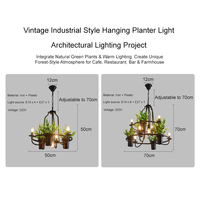 Lustre suspendu LED vintage industriel en fer forgé noir, cage à oiseaux, pour plantes artificielles, avec douille E27, idéal pour café, garantie 2 ans
