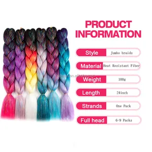 Wholesale Synthetic Tinsel Glowing Jumbo Braids Synthetic Jumbo Braiding Hair With Tinsel