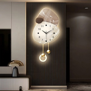 Horloge murale SHENGTAI pour salon et <span class=keywords><strong>salle</strong></span> <span class=keywords><strong>à</strong></span> <span class=keywords><strong>manger</strong></span> |   Horloge décorative créative avec lampe murale et fond en grille - Product Image 4