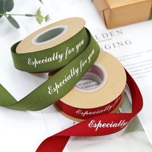 공장 가격 맞춤형 고품질 100% 면 리본 실크 프린트 리본 트윌 리본 롤 선물 포장용 - Product Image 4