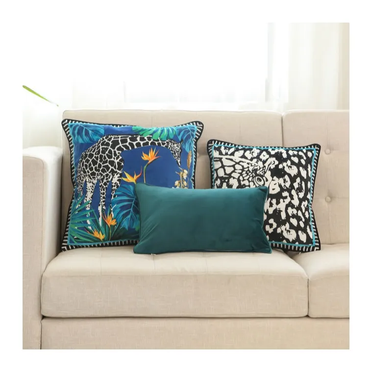 45x45cm Luxury Home Solid Printing Decorative Square Velvet Throw Pillow Case Cushion Cover