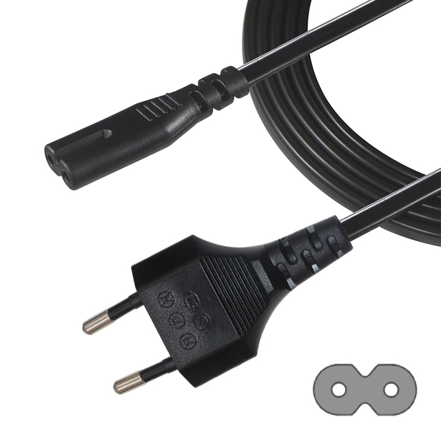 Eu Plug Cord Ac Europe Universal Iec Connector C7 Female Cables European 2 Prong 8 Figure Power Cable