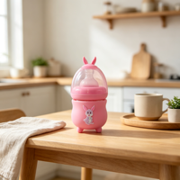 Biberon en verre exclusif pour nouveau-né 80 ml avec couvercle isolant en silicone sûr, alimentation saine pour bébé de 0 à 12 mois, échantillon gratuit