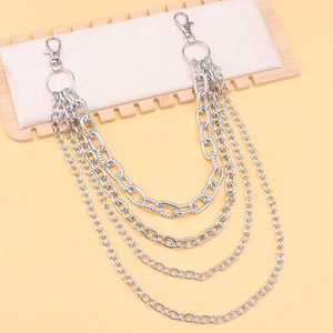 Unisex <b>Waist</b> <b>Chain</b> Four Layer Tibetan Silver Hip Hop Punk Casual Accessory - Product Image 4