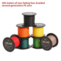 Ligne de pêche en PE X4 pour l'extérieur, 300 m, diverses couleurs, bobine multicolore, OEM personnalisé, 4 lignes de pêche tressées