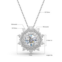 Parure de bijoux de mariée en argent 925 de luxe avec pendentif tournesol et boucles d'oreilles clous, en moissanite certifiée GRA, vente chaude du fabricant
