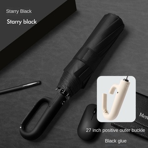 27 Inch Modern 10-Bone Fully-Automatic Folding 190T Nylon Large <b>Windproof</b> Double Car Sunshade <b>Umbrella</b> Set - Product Image 6