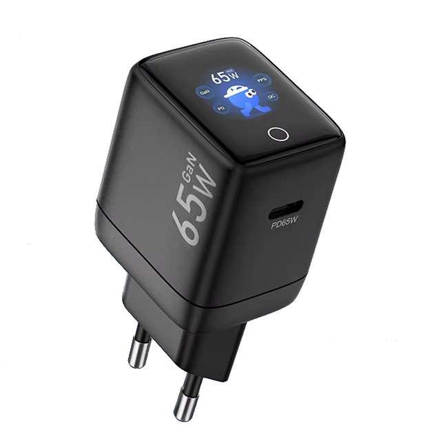 GaN PD 3.0 65W AI Smart Display EU Wall Charger Travel Adapter Universal USB Type-C Phone Fast Charging Eco-Friendly