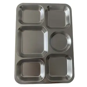 New Stainless Steel Large Interval 6 Compartments Luxury Dinner Plates Only for Restaurant Dinner