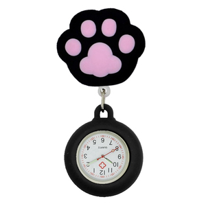 <span class=keywords><strong>Montre</strong></span> de poche médicale colorée et adorable avec empreintes de pattes de chat rétractables, pour infirmières, médecins, femmes, hôpital, cadeaux médicaux - Product Image 1