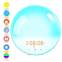 Réveil matin avec lumière pour vous lever le matin, alarme avec la Simulation du lever/du soleil, double alarme, lampe d'ambiance 7 couleurs
