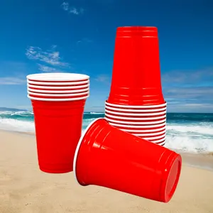 Wholesale Customized Branded Logo Reusable 16 Oz Plastic Disposable PP Cups Custom Beerpong Set Beer Pong Party Cups Red Cup