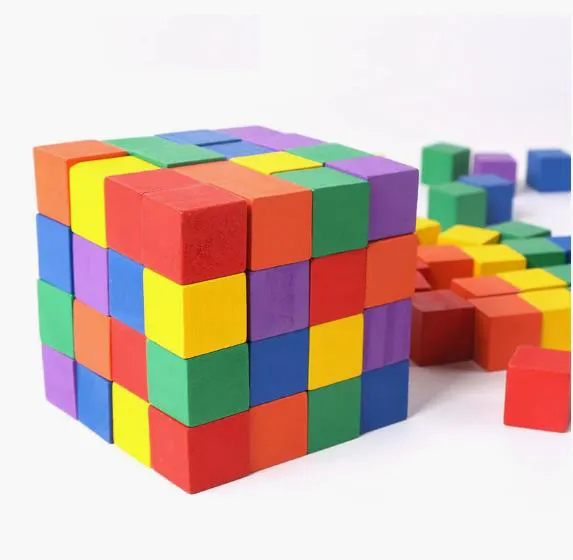 10 pieces/bag mixed color color cube stacked toys geometric shapes wooden children's educational toys