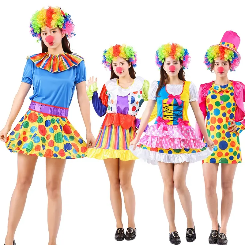 Factory direct Halloween Cosplay Costume Adult Dress UP Clown Suit Carnival Women's Clown Costume for Theme Party