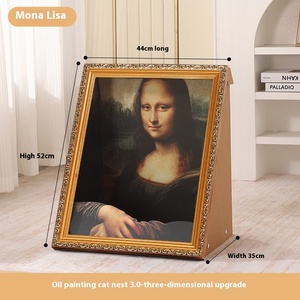 Umwelt freundliche Luxus-Katzen kratz platte Mona Lisa Ölgemälde Katzen nest Austauschbarer Kunststoff-Kratzbrett-Foto rahmen karton - Product Image 6