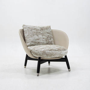 Chaise longue minimaliste moderne en cuir et tissu, fauteuil relaxant, confortable pour le salon et la chambre à coucher - Product Image 3