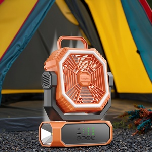 Ventilateur de camping portable OEM 2025 de 10000 mAh avec rotation automatique, lumière LED et télécommande - Product Image 6