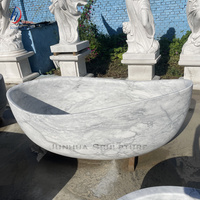 QUYANG Style occidental luxe salle de douche décoration pierre naturelle baignoire sculpté à la main marbre texturé baignoires intérieures