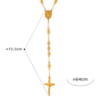 Bijoux fantaisie coquille perle métal perle marie jésus croix pendentif en acier inoxydable plaqué or personnalisé chapelet collier