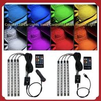 Lumière LED néon d'ambiance universelle pour voiture EURS avec contrôle par application/télécommande/voix, lumière intérieure RGB 12 LED, 5V USB 18W