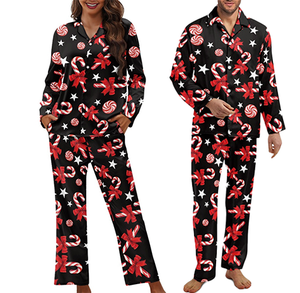 2025 Winter Custom <strong>Christmas</strong> Sleep Wear for <strong>Couples</strong> <strong>Pyjamas</strong> Pour Femmes Long Sleeved Nightwear - Product Image 1