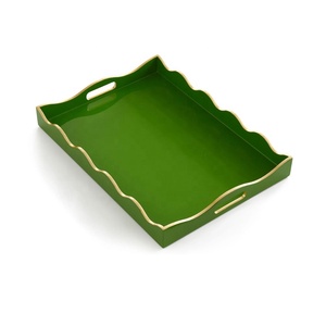Plateau rectangulaire en laque Design festonné Plateau de service de luxe Décoration de la maison Vente en gros Artisanat du Vietnam - Product Image 1