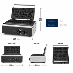 Máquina Eléctrica Comercial para Taiyaki, 220V 1550W, Acero Inoxidable, Antiadherente, para Hacer Gofres de Pescado, Repostería Japonesa para Tiendas de Snacks - Product Image 3