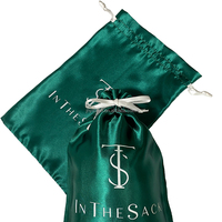 Pochettes en satin pour dames avec logo personnalisé imprimé vert soie avec cordon de serrage bottes longues sacs pour femmes