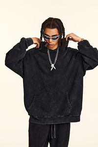 <span class=keywords><strong>Pull</strong></span> ample pour homme de style américain <span class=keywords><strong>vintage</strong></span>, en tricot noir délavé, pour la mode automne-hiver - Product Image 2