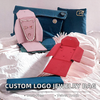 Pochette rectangulaire de luxe en velours avec bouton doré personnalisable, anti-poussière, pour bijoux (colliers, bagues), 15x20x2cm, idéale comme cadeau