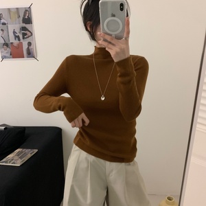 Tùy Chỉnh Của Phụ Nữ Chặt Chẽ Phù Hợp Mùa Xuân Và Mùa Thu Mới Mỏng Phù Hợp Với Vòng Cổ Dài Tay Top - Product Image 5