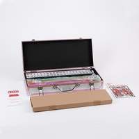 Tuiles de mahjong en mélamine de style américain GemJoy 30 #   Coffret cadeau de 168 pièces, boîte en plastique portable, emballage souple rouge