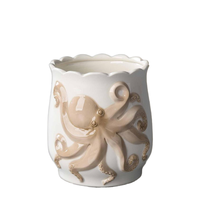 Petit pot de fleurs en céramique classique motif pieuvre, jardinière d'intérieur sur pied, pot décoratif multi-usages pour la maison et le quotidien