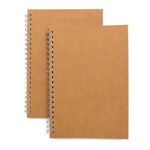 Wholesale Magazine Blank Sketch Book Diary Notebook Planner Soft Cover Spiral Brown Paper Notepad