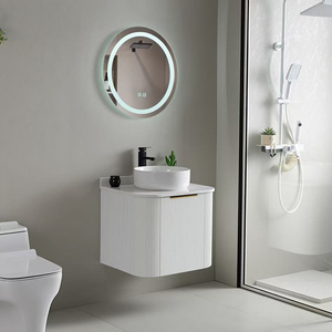 Meuble-lavabo de salle de bain <span class=keywords><strong>avec</strong></span> <span class=keywords><strong>porte</strong></span> battante, miroir LED mural, en bois massif, étanche et écologique - Product Image 2