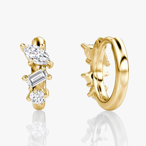 Pendientes de Aro Geométricos con Moissanita VVS GRA, los Más Vendidos, Irregulares, con Tres Piedras, de Latón con Baño de Oro de 14K, Joyería para Uso Diario para Mujer - Product Image 6