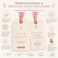 Étiquettes de vêtements en papier fantaisie de luxe personnalisées, emballages cadeaux, étiquettes suspendues, impression offset, ruban, œillet métallique, laminage film, estampage or