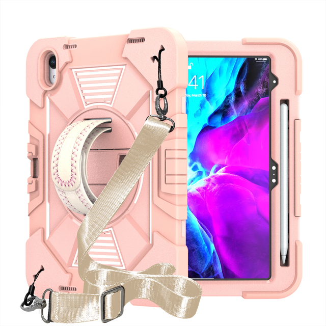 Rugged 360° Rotating Stand 3 Layer Protective Tablet Cover Girls Women Use for ipad 10th Gen ipad 11th Generation Pencil Holder