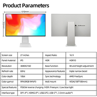 Monitor Curvo Kuycon P27L 3840X2160 4k 60hz de 27 Pulgadas Panel LED HD Pantalla LCD Monitores con Panel IPS para Equipo de Publicidad