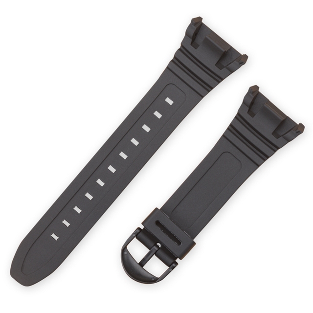 LAIHE 18mm Sports PU Watch Band in Luxury Black with Soft Elastic Silicone Strap for W-96H Resin Material