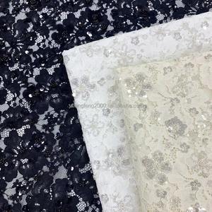 Tulle blanc de haute qualité pour mariage, sac de mariée, col en dentelle brodée avec des paillettes et des perles, tissu en gros - Product Image 2